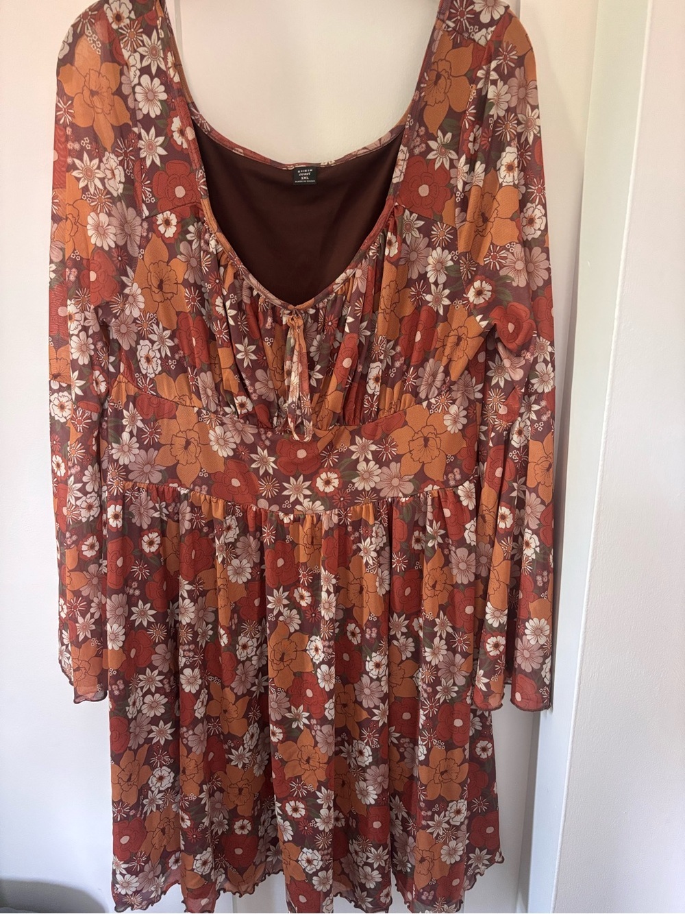 SHEIN Curve 1XL Fall Floral Mesh Mini Dress